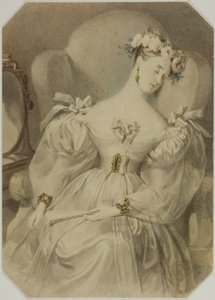 Mulher em vestido de noite dormindo na poltrona de Alfred Edward Chalon