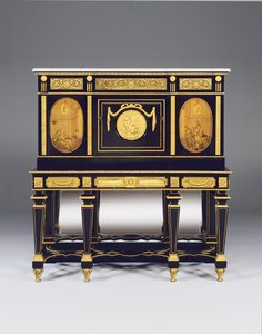 Gabinete de apoio, incorporando painéis de marchetaria e elementos de construção de uma cômoda de David Roentgen, os suportes do friso atribuídos a François Redmond de Alfred Emmanuel Louis Beurdeley
