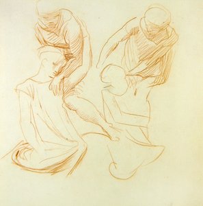 Estudos de figuras, c.1845 (giz vermelho sobre papel) (ver 366414 para recto)
