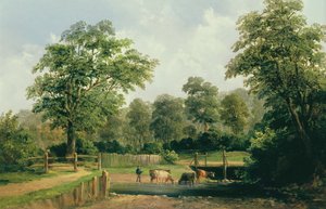 Paisagem, com, vacas, 19o século