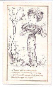 Victorian cartão de um estético tocando um alaúde, c.1881 (monocromático) de Alfred Gray