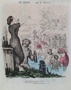 Banhistas no rio Sena em Bougival, de &39;Le Petit Journal Pour Rire&39;, c.1860 de Alfred Grevin