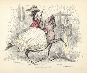 Fato de caça para mulher, época do rei Luís XIII de França