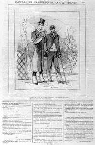 As fantasias parisienses de A. Grévin: "queixa-te: tens uma mulher encantadora... uma mulher que te ama..." "Sim, mas aqui está: ela é a minha mulher". Em "Le charivari", em 18/03/1882. de Alfred Grevin
