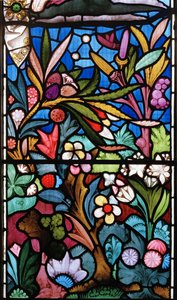 Design floral, detalhe da janela do leste, 1864 (vitral)