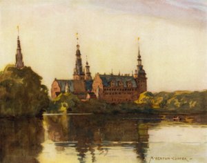Dinamarca: Castelo de Frederiksborg (lito colorido) de Alfred Heaton Cooper
