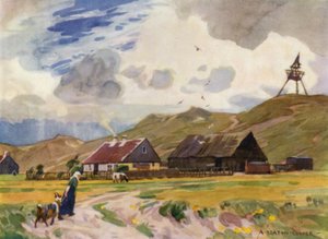 Dinamarca: Gamla Skagen (cor litho) de Alfred Heaton Cooper