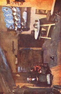 Região dos Lagos: An Old Inn Kitchen, Coniston (litografia a cores) de Alfred Heaton Cooper