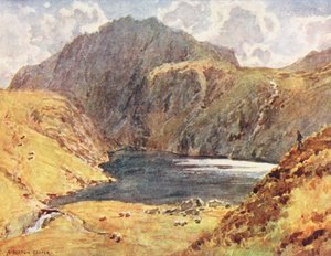 Região dos lagos: Angle Tarn, Esk Hause (litografia a cores) de Alfred Heaton Cooper