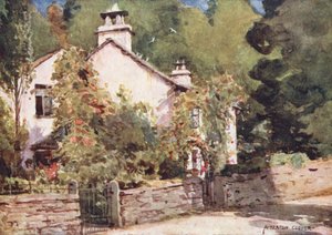 Região dos Lagos: Dove Cottage, Grasmere (litografia a cores) de Alfred Heaton Cooper