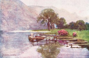 Região dos Lagos: Crepúsculo nebuloso, Cabeça de Ullswater (litografia a cores) de Alfred Heaton Cooper
