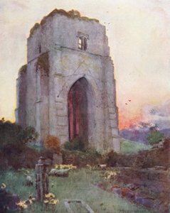 Região dos lagos: Abadia de Shap (litografia a cores) de Alfred Heaton Cooper