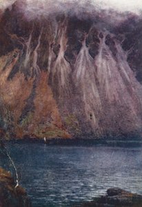 Região dos lagos: Wastwater Screes (litografia a cores) de Alfred Heaton Cooper
