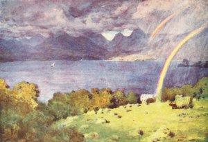 Região dos lagos: Windermere e Langdale Pikes, de Lowwood (litografia a cores) de Alfred Heaton Cooper