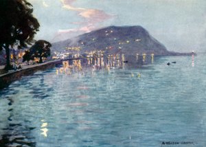 Minehead by Moonlight (cor litho) de Alfred Heaton Cooper