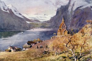 Igreja Urnaes, Lyster, Sogne Fjord de Alfred Heaton Cooper