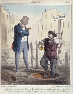Trabalhador de esgoto de Paris, meados do século XIX