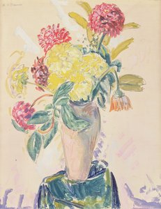 Zinnias, c.1926 (wc, guache e carvão no papel) de Alfred Henry Maurer