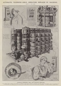 Telefonistas automáticos: operadores substituídos por máquinas (litho) de Alfred Hugh Fisher