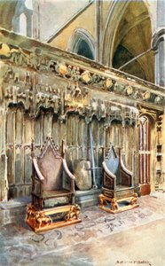 A Igreja da Coroação: Abadia de Westminster (litografia a cores)