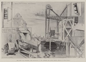 O novo celeiro de silo e elevador nas docas de Londres e Índia de Alfred Hugh Fisher