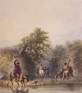 Breaking Trail to Escape from Indians, c.1837 (aguarela sobre papel) de Alfred Jacob Miller