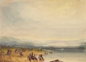 Caravana no Rio Platte, c.1837 (aquarela sobre papel)