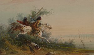 Alce a nadar no Platte de Alfred Jacob Miller