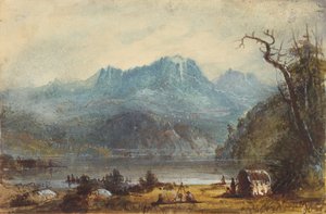 Lake Scene, Wild River Mountains, c.1837 (aquarela sobre papel) de Alfred Jacob Miller