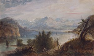 Lago, Wind River Chain of Mountains, c.1837 (aquarela sobre papel) de Alfred Jacob Miller