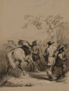 Preparativos para uma caça ao bisonte de Alfred Jacob Miller