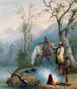 Assar a Costela da Corcova, 1837 (wc aumentado com branco sobre papel) de Alfred Jacob Miller