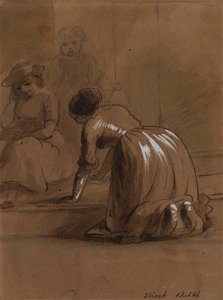 Esboço de rua. Degraus de lavagem de Alfred Jacob Miller