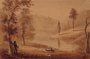 Lago dos Cisnes, c.1837 (aquarela sobre papel) de Alfred Jacob Miller