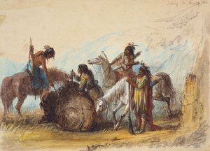 Tomando a Costela Hump, c.1858 (lápis, aguarela e guache sobre papel) de Alfred Jacob Miller