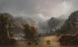 Onde as nuvens adoram descansar, c.1850 (óleo no painel) de Alfred Jacob Miller
