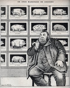 Um grande negociante de porcos - Cartoon em "Le Cochon, souvenirs of Normandy" 1898 de Alfred Le Petit