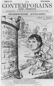 Caricatura de Hubertine Auclerc 1848-1914 da revista Contemporaries, 1890 cor litho