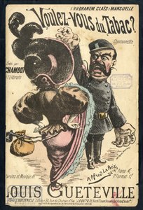 Ilustração de Alfred Le Petité (1841-1909) em "Chanson illustree", cerca de 1900 - Vouvous du tabac. Louis Gueteville - Fumar, Tabaco de Alfred Le Petit