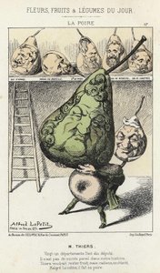 La Peire: Cartoon on Thiers - ill. from 14/02/1871 by Alfred Le Petitty, in "Flores, Frutas e Legumes do Dia". de Alfred Le Petit