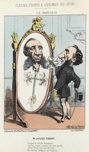 The Narcissus: Cartoon on Jules Ferry - ill. from 27/01/1871 in " Flores, Fruits and Vegetables of the Day" (Flores, Frutas e Legumes do Dia)