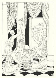 Uma História Verdadeira de Lucian: Uma Refeição na Lua, Rãs Assadas (gravura) de Alfred Payne Garnett