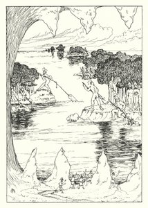 A True History de Lucian: Os homens das ilhas à vela (gravura)