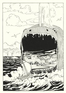 Uma História Verdadeira, de Luciano: O navio engolido pela baleia (gravura)