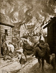 Canterbury Burned by the Danes, 851 AD, ilustração de 