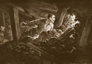 Sapper W. Hackett se recusa a deixar um camarada que estava deitado gravemente ferido em uma galeria de minas de Alfred Pearse