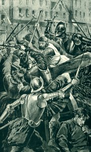 O Conde de Angus e os seus lanceiros atacados por Sir Patrick Hamilton de Alfred Pearse
