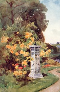 "O relógio de sol era o deus do jardim dos jardins cristãos. Falava de trabalhos moderados, de prazeres que não se prolongavam depois do pôr do sol" (litografia a cores)