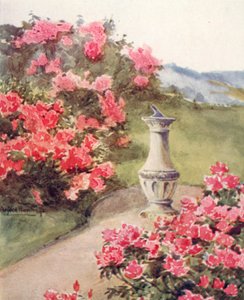"O relógio de sol estava tão envelhecido / Tinha adquirido uma graça pensativa" (litografia a cores)