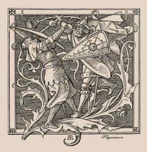 O Nibelungen. Hagen de Troneck mata Iring, 1840-1841. de Alfred Rethel